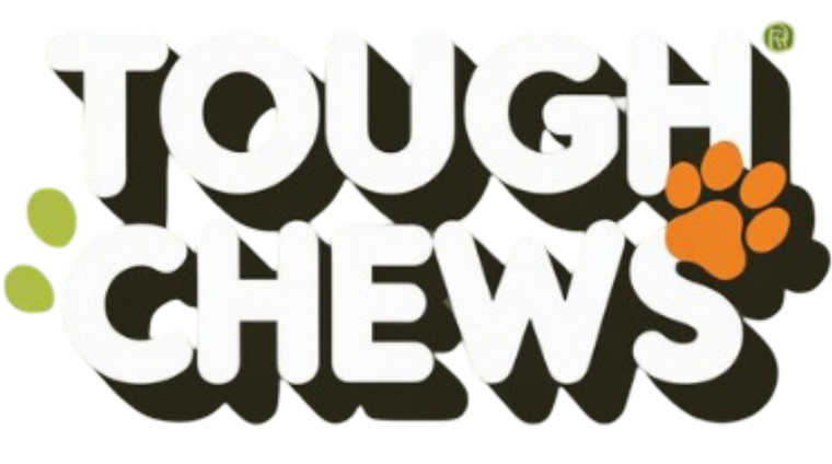 Tough Chews logo with paw print on a white background